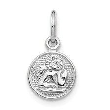 14k White Gold Children's Small Polished Angel Charm Kids Pendant 11mm x 8.5mm