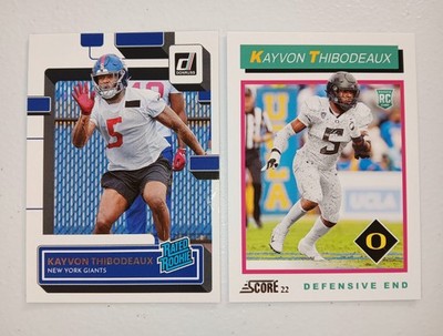 Kayvon Thibodeaux RC 2 Card Lot  Donruss & Score New York Giants Rookie, Oregon