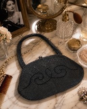 Vintage 1950s Walborg Handbag Evening Bag Hand Beaded Glass Seed Bead Purse