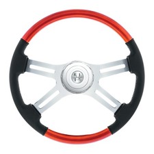 Cadmium Orange Leather/Wood Steering Wheel with Horn Bezel and Button