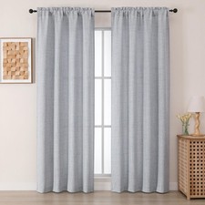 Chyhomenyc Gray Curtains 84 Inches Long 2 Panels Light Filtering Faux Linen