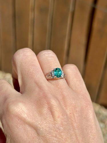 GIA Ring Neon Blau Turmalin Platin und Diamanten - Bild 15 von 19