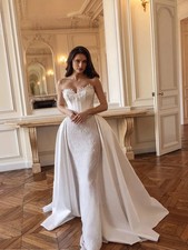 Sleeveless Mermaid Wedding Dress Sweetheart Appliques Princess Bride Gowns