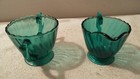 Vintage Jeanette Ultramarine Swirl Glass Creamer and Sugar Bowl Set — photo 3