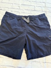 Columbia Shorts Mens 2XL Belted Black Mesh Lined Swim Trunks W/ Zip Pocket