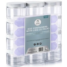 Healthy Packers Slime Containers with Water-tight 8 oz, 8 Oz 12 Pack White