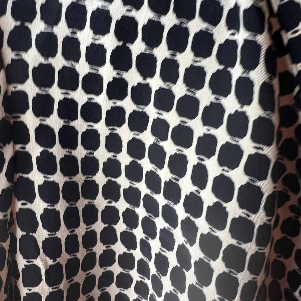 Blusa Top Kate Spade Seda Negra y Marfil Corbata Cuello Lazo Mujer Grande Foto 3 de 4