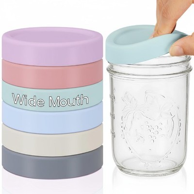 Teenyyou 6 Pcs Silicone Wide Mouth Lids Mason Jar 86 mm, Morandi