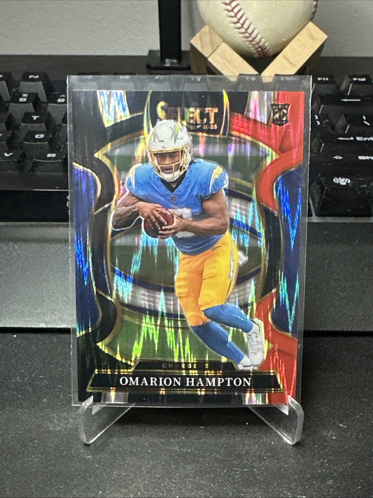 2025 Panini Select - Concourse Omarion Hampton #2 Black & Red Shock Prizm (RC)