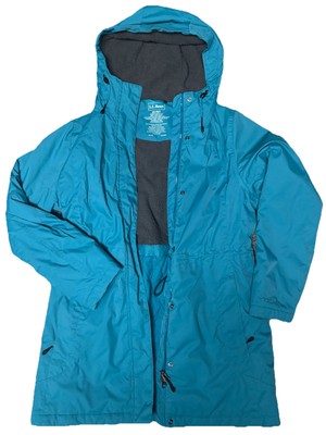 LL Bean Winter Warmer Coat Womens XS Petite Blue Green Turquoise Fleece Lined