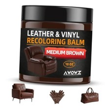 Leather Recoloring Balm - Scratch Repair  Color Restore Kit 10 OZ Medium Brown