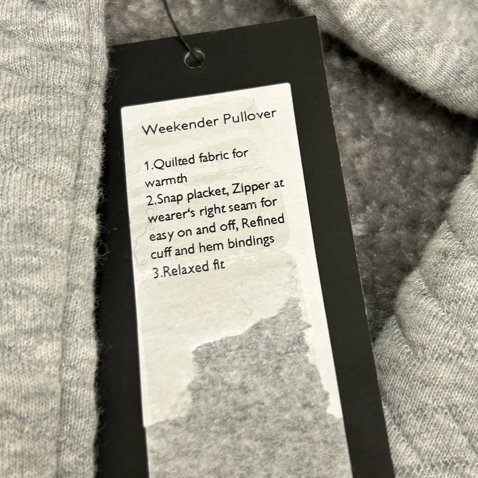 Pullover Rhone Para Hombres Pequeño Gris Jaspeado Fin de Semana Acolchado Tapeta a Presión Cremallera Lateral Foto 4 de 4