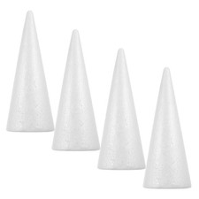 4 Pcs White Foam Cone Shapes For Mini Christmas Tree Holiday Projects
