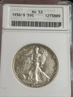 1936 S WALKING LIBERTY HALF DOLLAR ANACS AU 53 Old Soap Box Holder
