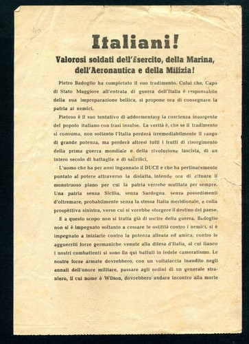 RSI 1944 volantino propaganda ITALIANI .. COSTITUZIONE NAZIONALE FASCISTA