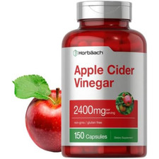 150 Capsulas De Vinagre De Sidra De Manzana  2400 Mg  Unidades  Supplement US