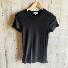 NWOT $78 Michael Stars Fallon Shine Tee Black Crew neck Short Sleeve Boho OS