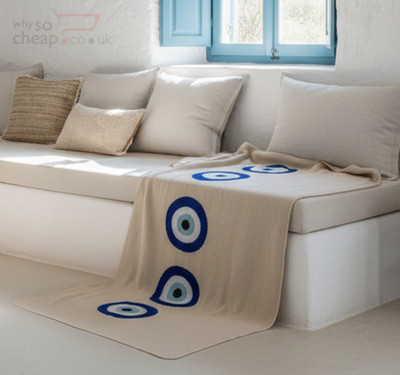 Snuggery Luxus Bio Baumwolle Strickdecke 180 x 125 cm - Mykonos Eye M