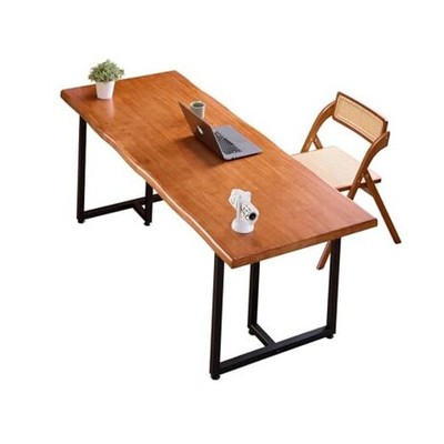 Solid Wood Administrative Desk, Dining Table with Durable 55.12in Wood Brown