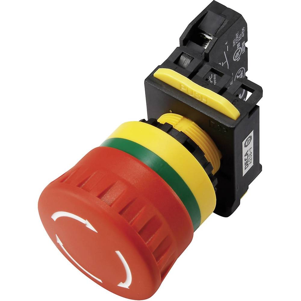 Bouton d'arrêt d'urgence DECA A20B-V4E12R avec contact 1 NO 240V AC 6A