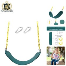 Durable 66-Inch Heavy Duty Swing Seat with Zinc-Plated Chain - Green Outdoor Fun