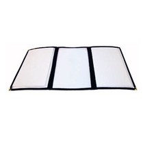 Winco PMCT9K 12 in x 9 1/2 in Black Triple Fold Menu Cover