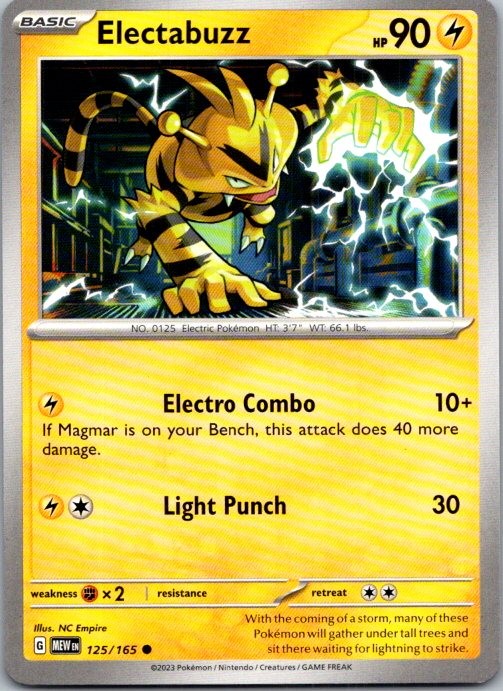 Electabuzz 125/165 Common 151 Pokemon Near Mint