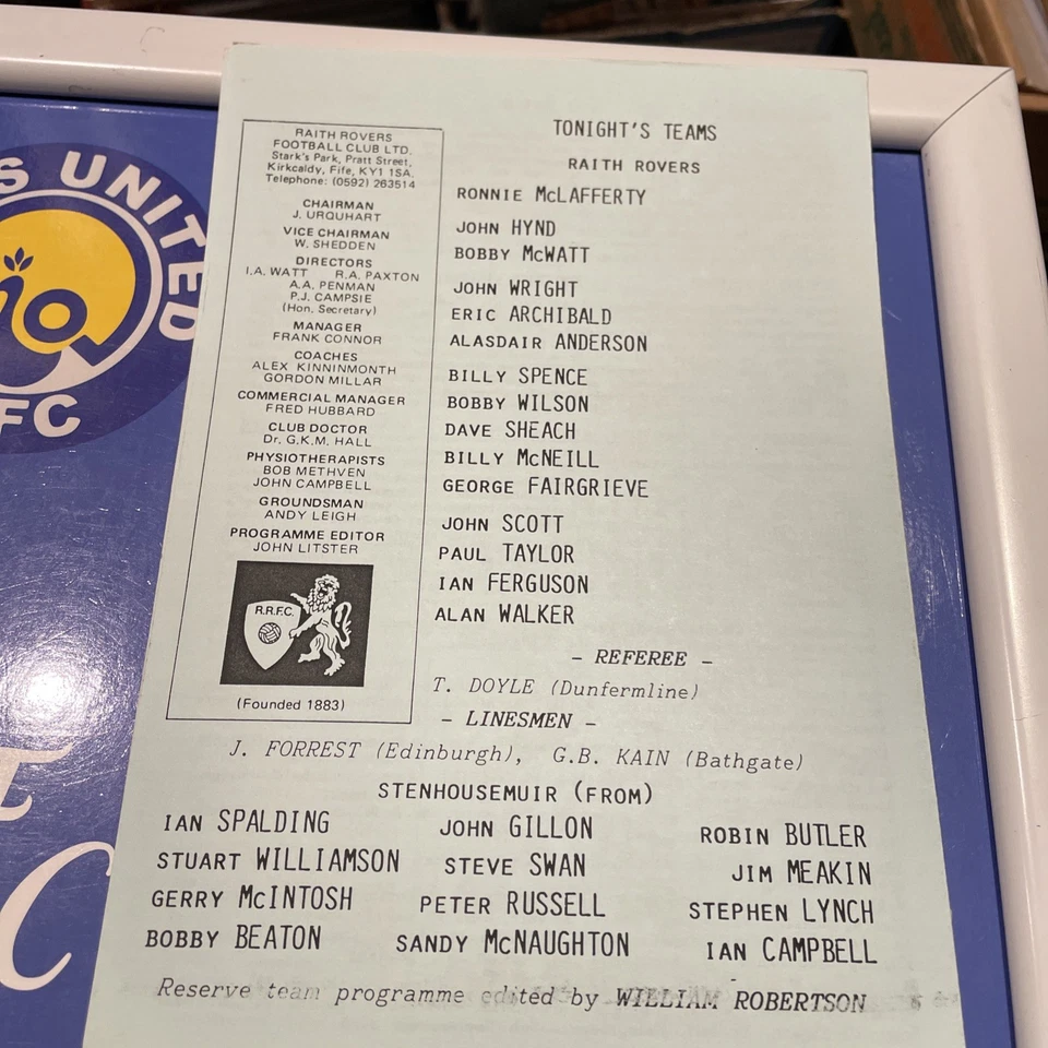 Raith Rovers V Stenhousemuir 86/87 Reserves - Image 2 of 2