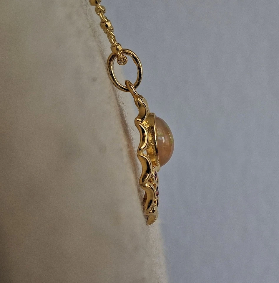 PENDENTE SU CATENA IN ARG. STERLING 925 DORATO CON OPALE ETIOPE NATURALE - Immagine 3 di 4