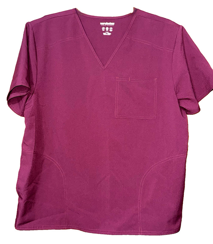 NWOT SCRUBSTAR PREMIUM SCRUBWEAR POLYESTER UNISEX S/S "WINE" SCRUB TOP - XL