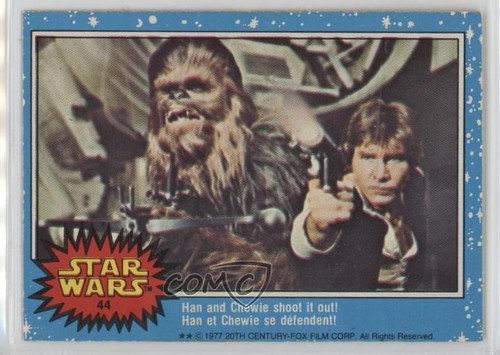 1977 OPC Star Wars #44 Han and Chewie shoot it out! — Raw
