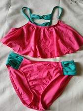 Cat Jack girls 2 pc swimwear size L 10/12 pink/teal
