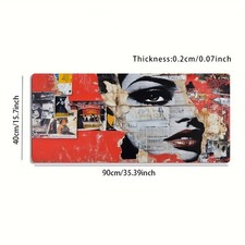1 Large-sized Esports Gaming Mouse Pad Featuring a Collage Art Style Female Fa