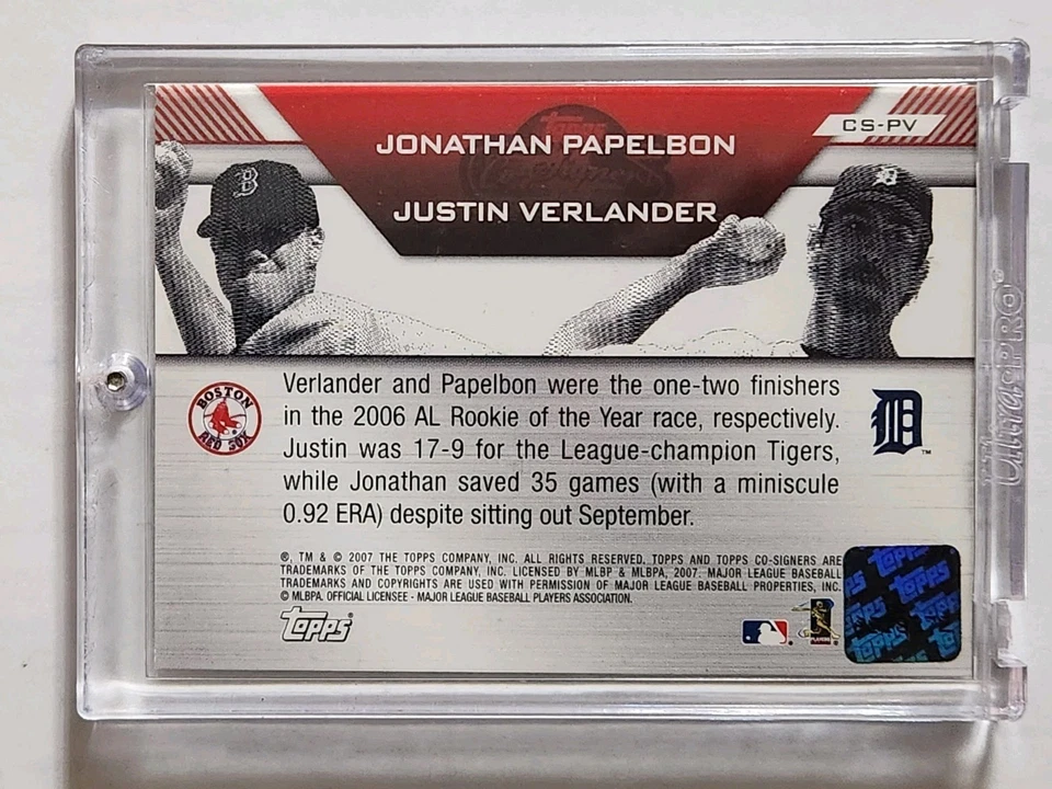 JUSTIN VERLANDER JONATHAN PAPELBON 2007 Topps 联合签名者双重亲笔签名 #PV — 第 2/2 张图片
