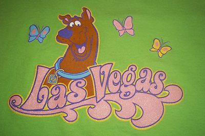 T-shirt Scooby Doo Las Vegas Avec Papillons - Taille Youth Large, Vert, Occasion Très Bon état