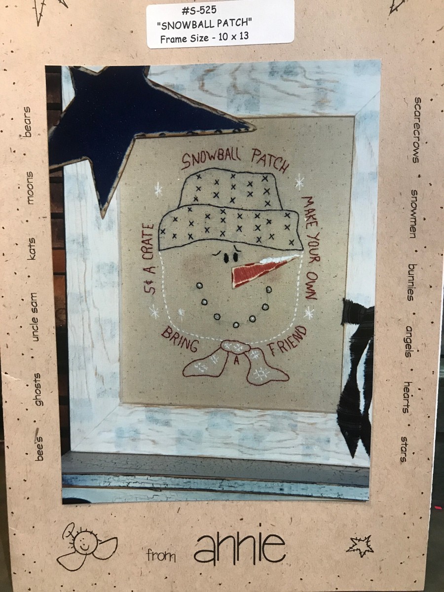 Vintage Snowball Patch Snowman Primitive Stitchery Sewing Pattern