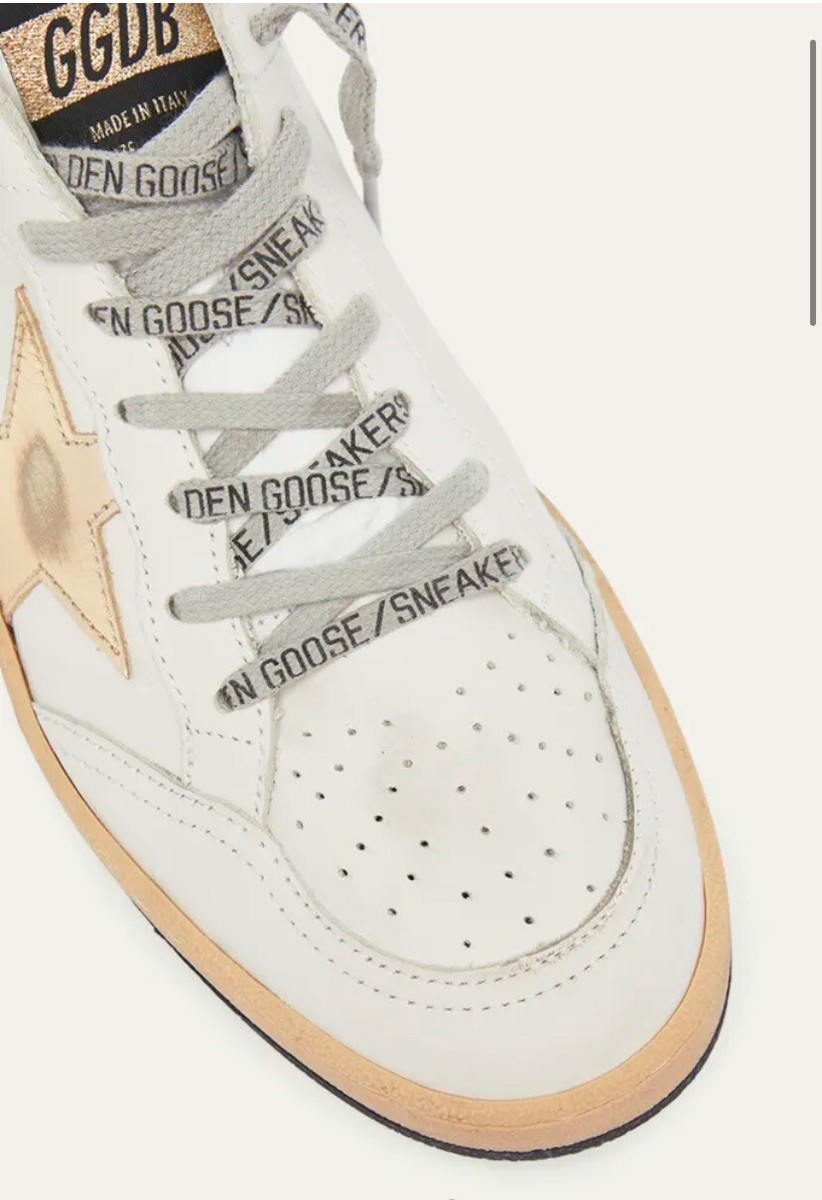 Golden Goose Ball Star Sneaker White, Gold NIB Auth Size 37 US 7