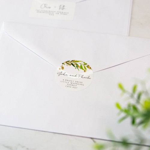 Custom Address Labels Your Names and Address Circle Return Labels Foliage Design - Picture 3 of 9