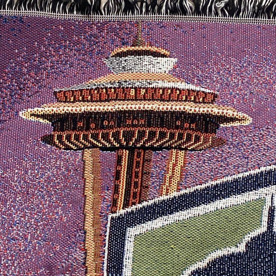 Seattle Sounders Soccer Throw Blanket 49x62 Afghan Tapestry Space Needle - Image 3 of 4