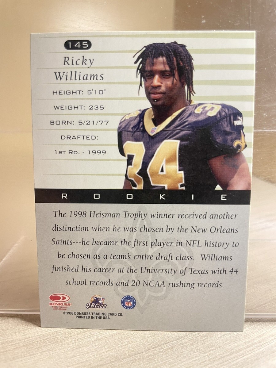 RICKY WILLIAMS 1999 NFL Football Donruss Rookie RC Card #145 New