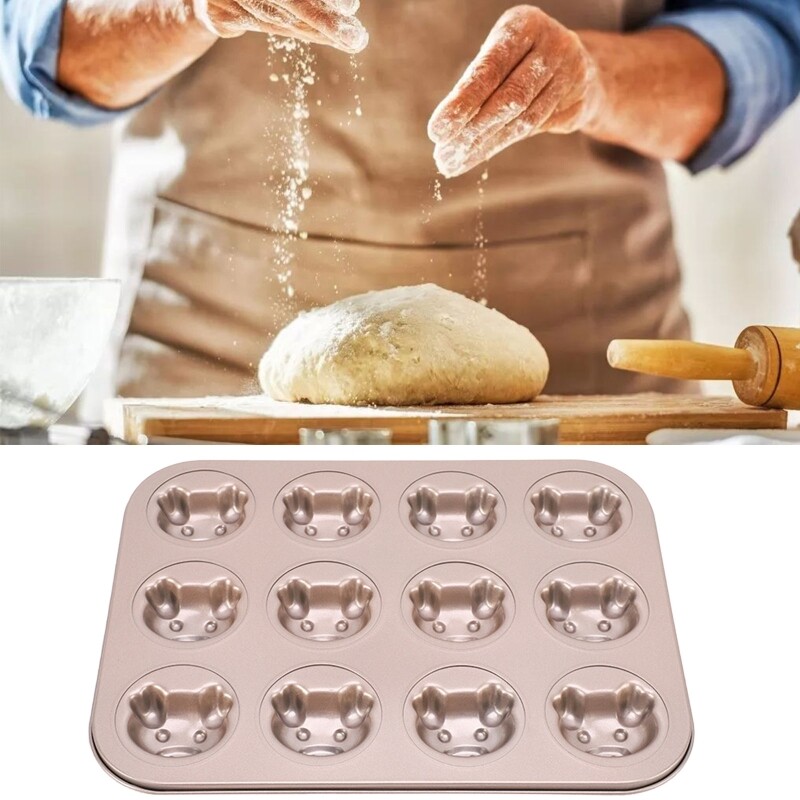 12Cavity Cake Mold Set NonStick Carbon Steel Material Muffin Pan