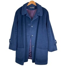 Vintage Classic Women Size Xl Car Coat Royal Blue Forstmann Wool Mohair Timeless
