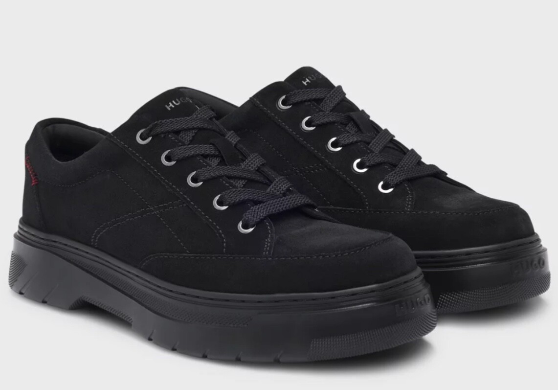 SAOLA SCARPE DERBY HUGO SCAMOSCIATE CON SUOLA EVA UK 7 NERE PREZZO AL PUBBLICO £189 ZA26