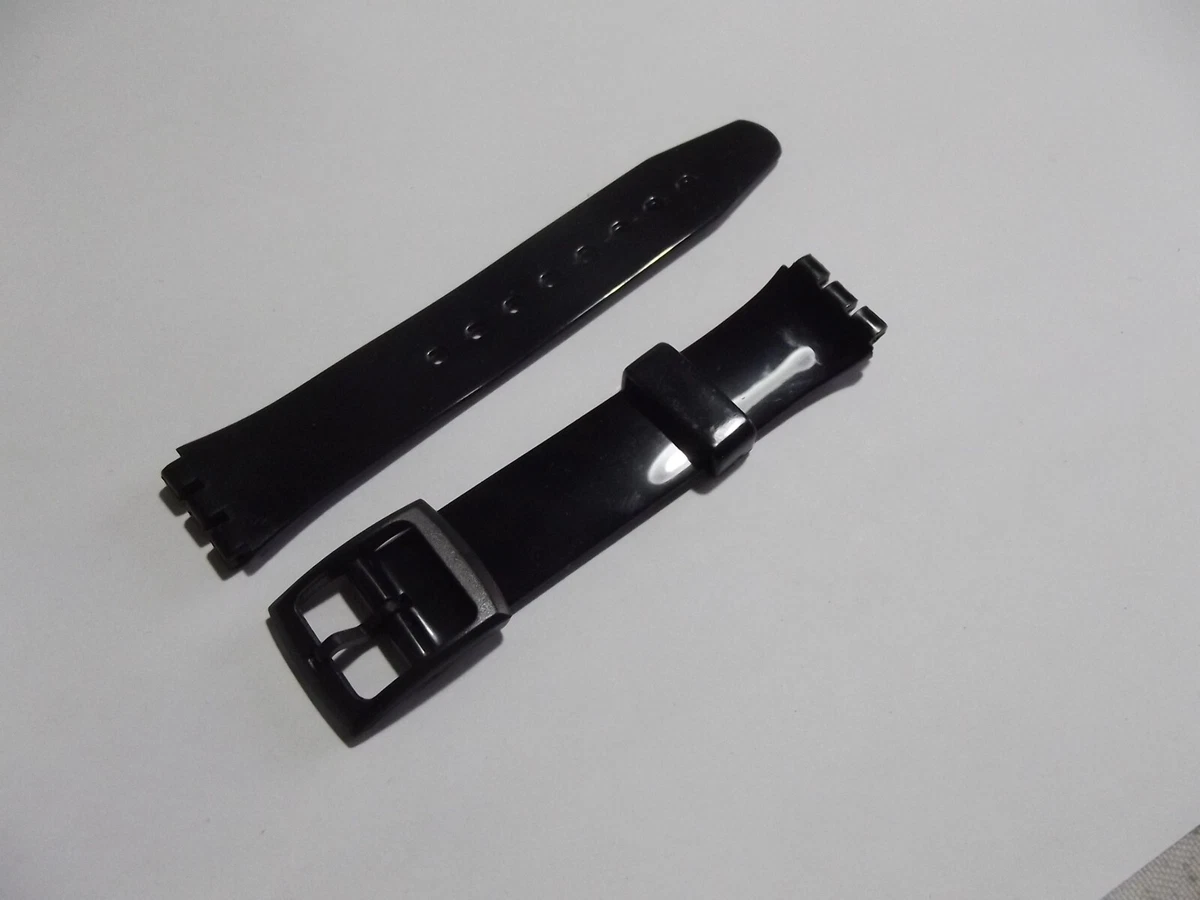cinturino plastica nero lucido liscio x swatch 17mm gent strap