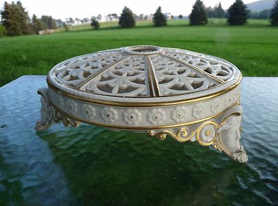 George Grainger Royal China Works Worcester RETICULATED Footed POTPOURRI BOWL