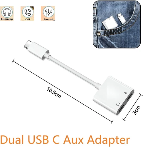 2 in1 USB C To Dual Type-C Adapter Convertor Splitter Audio For 15 Pro Max,16Pro - Picture 6 of 14