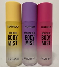 3X Nutrius Body Mist Set 4 fl oz each Spray BERRY/COCO/BOTANICAL BLISS Vegan