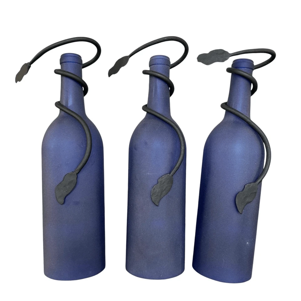 Набор Meyda из 3 3x11 дюймов Тосканский Виноградник Матовая Синяя Винная Бутылка Мини Кулоны - Изображение 2 из 4