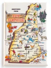Greetings from New Hampshire (Map) FRIDGE MAGNET travel souvenir