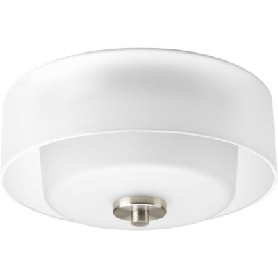 Progress Lighting P3693-09 Invite Collection 2-Light Brushed Nickel Flush Mount